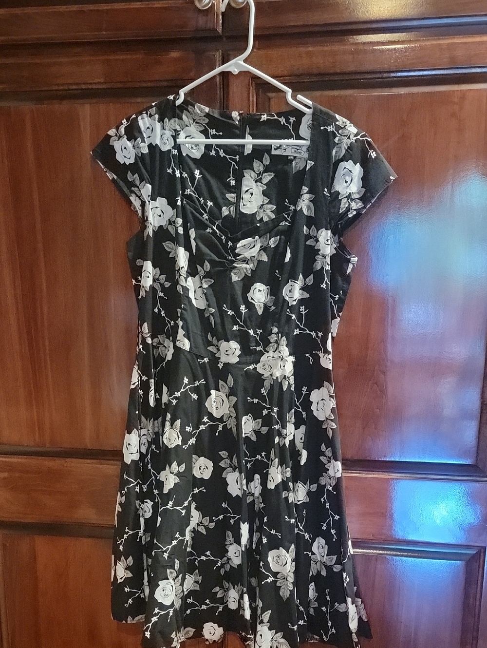 Hell Bunny Black and White Floral Midi Dress